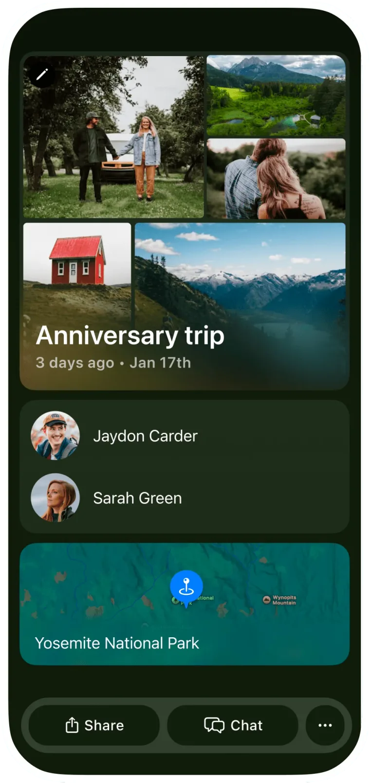 Outside App - Event details with sharing